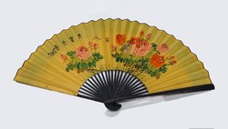 1T068 Antik hatalmas japán szignált művészi legyező 99 x 175 cm