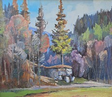 M. Керечанин: Erdőrészlet, 1982 - ungvári festő, Kárpátalja, Ukrajna - Kerechanyn, Kerecsanyin