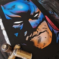Mauro Simões aka FÜR - BATMAN - We Spray (Batman) - Képregény graffiti vásznon -Original 62x104 cm