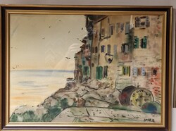 Imre István "Mediterán táj" pasztell-karton
