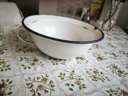 Retro fehér zománcozott vájling eladó! Paraszti dekoráció, virág kaspó!