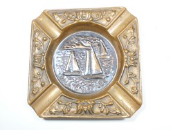 Régi retro réz színű öntvény hamutál, hamus hamutartó tartó tál tálka - Balatoni emlék