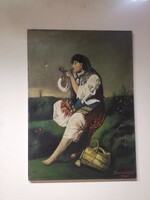 Vastagh György után:"Pipázó cigány lány" olaj-vászon