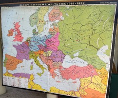 Európa az I. világháború után 1918-1932 (Darmstadt) Régi nagyméretű iskolai térkép -retro