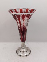 Ezüst talpú kristály kehely, 20 cm-es magasságú. 7935