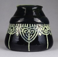 1S515 Pálla Jenő (1883-1958) népi szecessziós kerámia váza 11.5 cm