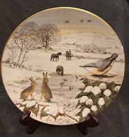 Madaras porcelán dísztányér, angol tányér 1 (M5162)