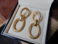 Vintage BEN-AMUN márkájú nagyméretű aranyozott fülbevaló pár