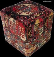 Persian Rug Pouf (Hand-knotted Antique Rug) 
