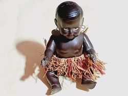 Néger baba Cellba Celluloid Schoberl & Becker 1930 négerbaba eredeti rafia szoknya és 1 fülbevaló