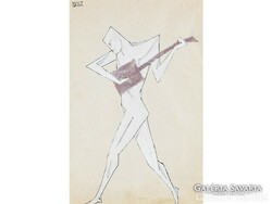Byssz Róbert( Berkenyéd, 1893 - Budapest, 1961 ): Táncos mandolinnal