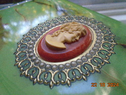 Kámeás,aranyozott oroszlánlábas ékszeres pléh doboz márvány mintákkal