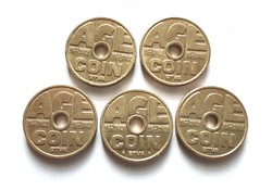 Belgium 5 db cigaretta automata zseton, token