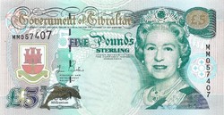 5 font pound pounds 2000 Gibraltár aUNC millenniumi emlékbankjegy Erzsébet királynő