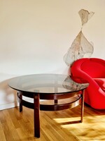 Mid-century modern üvegasztal, dohányzóasztal
