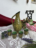 Retro italos Pálinkás készlet kiöntő pohár nosztalgia paraszti mid century modern