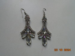 Csiszolt fazettált kristály karmos foglalatban vintage fülbevaló