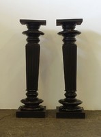 1T179 Antik fekete szobortartó posztamens pár 97 cm