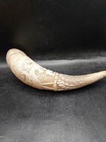 Régi vésett szaru tokmány, 23 cm-es hosszúságú. 8762