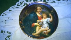 Exkluzív Hollóházi falitányér-dísztál arany szegéllyel-hibátlan, ajándékba is remek átm.25,5 cm