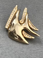 Aranyozott bross halacska párral, ragyogó kristályokkal, 3 x 3,8 cm