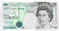 5 font pound pounds 1991-98 Anglia G.E.A.Kentfield Erzsébet királynő