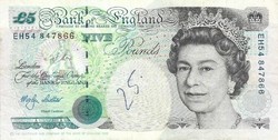 5 font pound pounds 1999-2002 Anglia M.Lowther Erzsébet királynő