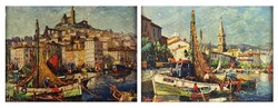 1T285 J. Colombini : Mediterrán kép pár 17 x 22 cm