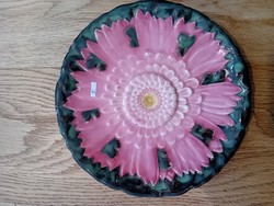 ZSOLNAY RÓZSASZÍN LÓTUSZ MINTÁS TÁNYÉR 18 CM ÁTMÉRŐJŰ  1890 KÖRÜL 5.