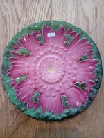 ZSOLNAY RÓZSASZÍN LÓTUSZ MINTÁS TÁNYÉR 18 CM ÁTMÉRŐJŰ 1890 KÖRÜL 2.