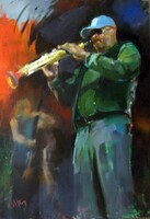 Walter Gábor "A zene bűvöletében"/2008 olajfestmény 50x70 cm