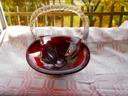 VINTIGE Súlyos kézműves darab kínáló kosár- talp lapra csiszolt 19 cm X 14 cm