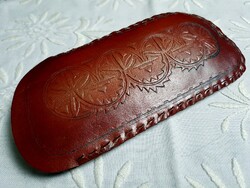 Retro kézműves bőr szemüveg tok, tartó