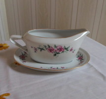 Alföldi Porcelán, vadrózsás / rózsás szószkiöntő, mártásos kínáló tál