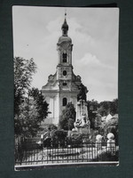 Képeslap,Dorog,templom,emlékmű látkép,részlet, 1958-