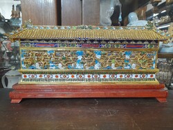 Kínai Pekingi Palota Dragon Wall Filigre Enamel Cloissone,Tűzi Arany Zománcozott Házavató Fal.33 cm.