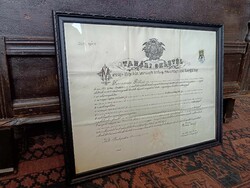 Tanári oklevél 1908-bó, keretezve szép állapotban, pecséttel, dekorációként, ajándékba, vagy gyűjtő