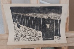 (K) Berger jelzéssel, metszet, linómetszet 30x21 cm