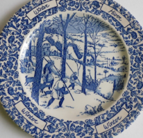 Ironstone - angol fajansz tányér téli életképpel 24 cm