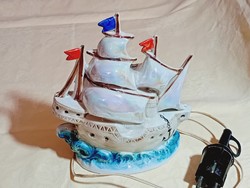Asztali porcelán lámpa 09 - vitorlás hajó parfümlámpa párologtató aromalámpa irizáló 19x9x21cm