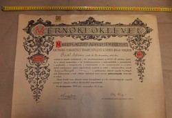 A Királyi József Műegyetem mérnöki oklevele 1926 évből