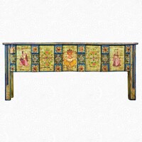 Vintage teakfa indiai konzolasztal, 186x79x45 cm