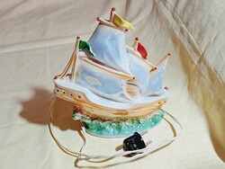 Asztali porcelán lámpa 07 - vitorlás hajó parfümlámpa párologtató aromalámpa irizáló 20x9x24cm