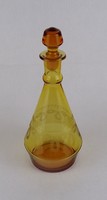 1T250 Vintage Amber Yellow Blown Glass Corked Wine Bottle 22.5 cm