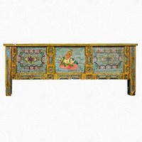 Vintage teakfa konzolasztal Indiából, 202x42x79 cm