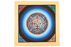 Kalachakra Mandala festmény Nepálból, 48x48 cm