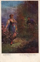 Képeslap: Hans Zatzka. nők, virágok.