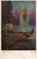 Képeslap: Hans Zatzka. nők, virágok.