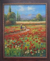 Kovács József: Pipacsos rét festmény 40x50 cm