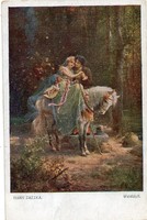 Képeslap: Hans Zatzka. nők, virágok.